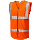 Leo Workwear Jacobstowe Rail Orange EcoViz Limited Fire Spread & Anti Static Zipped Hi Vis Vest