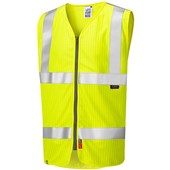 Leo Workwear Jacobstowe Yellow EcoViz Limited Fire Spread & Anti Static Zipped Hi Vis Vest