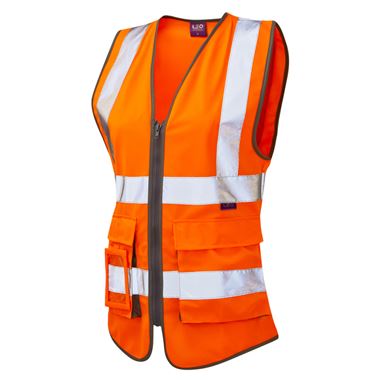 Leo Workwear Lynmouth Orange Zipped Women's Superior Hi Vis Vest