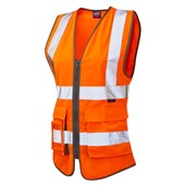 Leo Workwear Lynmouth Orange Zipped Women's Superior Hi Vis Vest