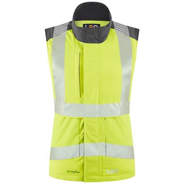 Leo Workwear Beckland Yellow Women's Performance+ EcoViz Fleece Lined Padded Hi Vis Bodywarmer