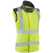 Leo Workwear Beckland Yellow Women's Performance+ EcoViz Fleece Lined Padded Hi Vis Bodywarmer