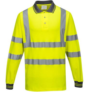 Portwest S271 Yellow Polycotton Long Sleeved Hi Vis T Shirt