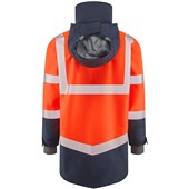 Leo Workwear Clovelly Orange/Navy EcoViz 15K Performance+ Waterproof Breathable Executive Hi Vis Jacket