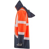 Leo Workwear Clovelly Orange/Navy EcoViz 15K Performance+ Waterproof Breathable Executive Hi Vis Jacket