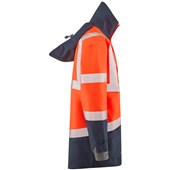 Leo Workwear Clovelly Orange/Navy EcoViz 15K Performance+ Waterproof Breathable Executive Hi Vis Jacket