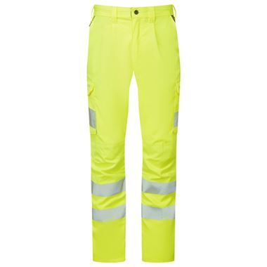 Leo Workwear Winsford EcoViz Yellow Stretch Hi Vis Cargo Trouser