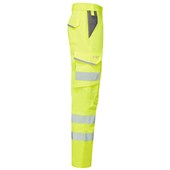 Leo Workwear Winsford EcoViz Yellow Stretch Hi Vis Cargo Trouser