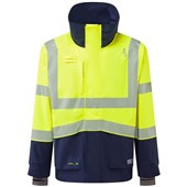 Leo Workwear Dartmoor Yellow EcoViz 15K Mesh Lined Waterproof Breathable Hi Vis Bomber Jacket