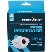 Portwest P210 FFP2 Valved Dolomite Fold Flat Disposable Masks (Pack 3)