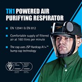 JSP Powercap Active Powered Respirator TH1P Dust Protection CAE601-941-100