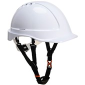 Portwest PH55 Endurance Safety Helmet with Deluxe Chin Strap - Vented Slip Ratchet Short Peak