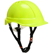 Portwest PH55 Endurance Safety Helmet with Deluxe Chin Strap - Vented Slip Ratchet Short Peak