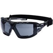 Portwest PR02 Anthracite Wraparound Plus Safety Glasses with Head Strap - Anti Scratch & Anti Fog