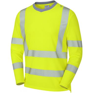 Leo Workwear Capstone Yellow EcoViz Coolviz Plus Long Sleeve Hi Vis T-Shirt