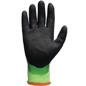 TraffiGlove TG5570 X-DURA Cut F Nitrile/Latex Palm Coated Thermal Water Resistant Green Gloves - 10g