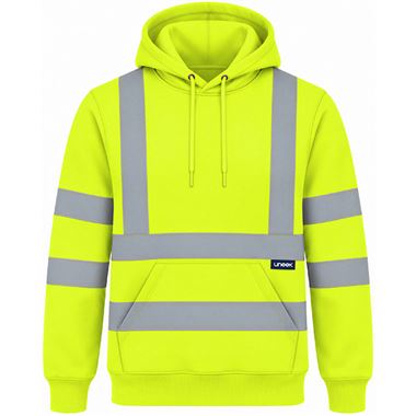 Uneek UC814Y Yellow Hi Vis Hooded Sweatshirt