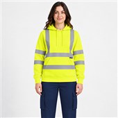 Uneek UC814Y Yellow Hi Vis Hooded Sweatshirt